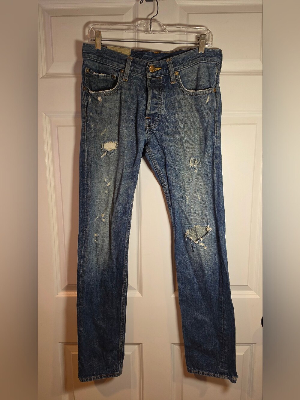 Hollister Vintage Y2k Palm Canyon Low Rise Men's Distressed Blue Skinny Jeans